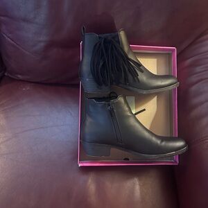 Black Fringe Ankle Boots